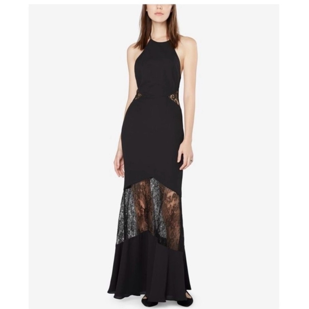 Fame and Partners Black Lace Panel Maxi Dress